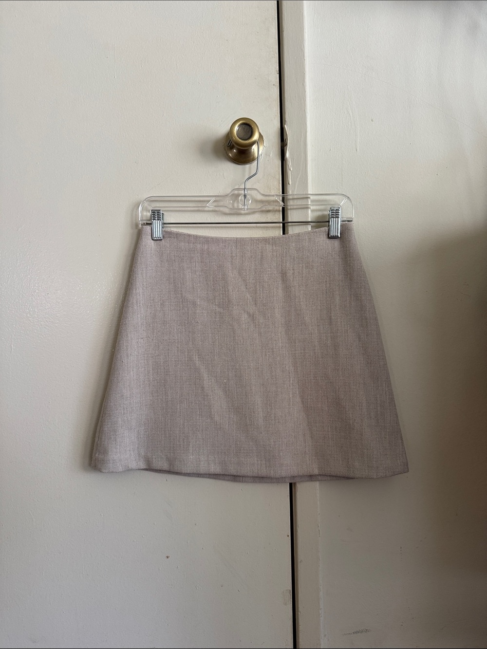 Oatmeal Woven A-Line Mini Skirt